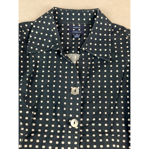 Westbound Black White Dot Grid Ombre‎ Button Down Shirt Blouse Womens 14 - Picture 2 of 5